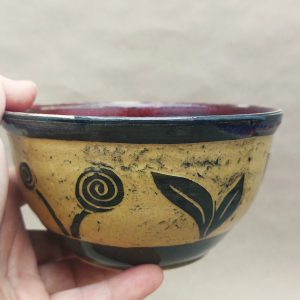 Keramická miska se Sgraffito "Lesní plody" - kamenina 520ml